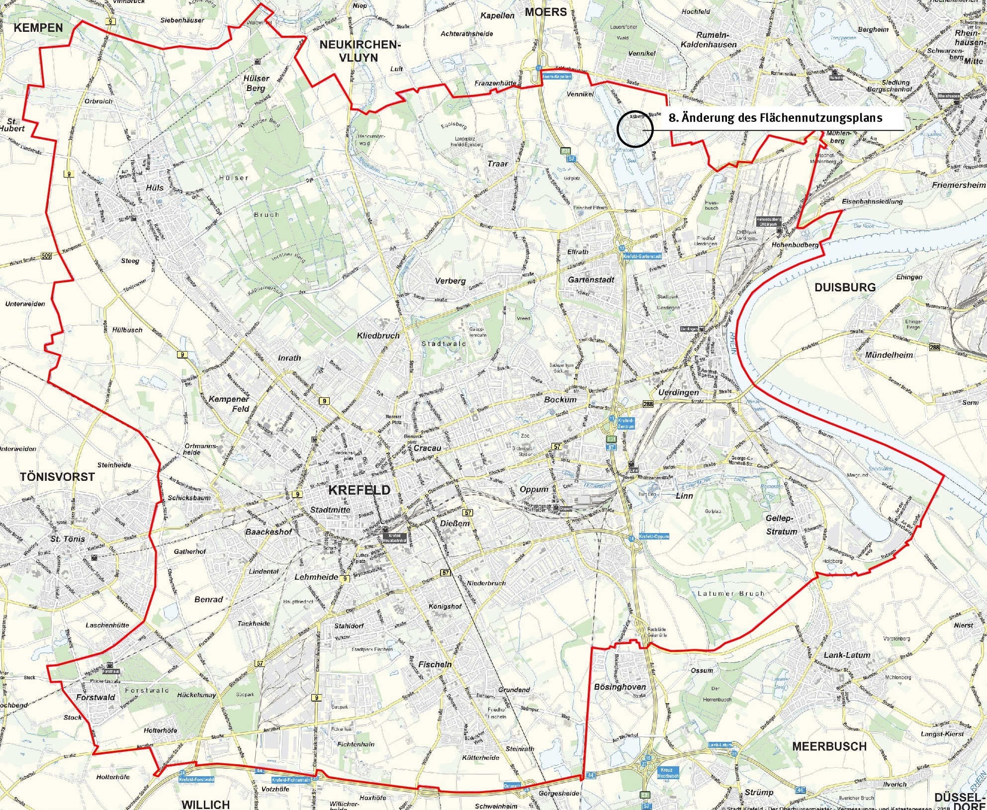 8. Änderung des Flächennutzungsplanes in der Stadtkarte