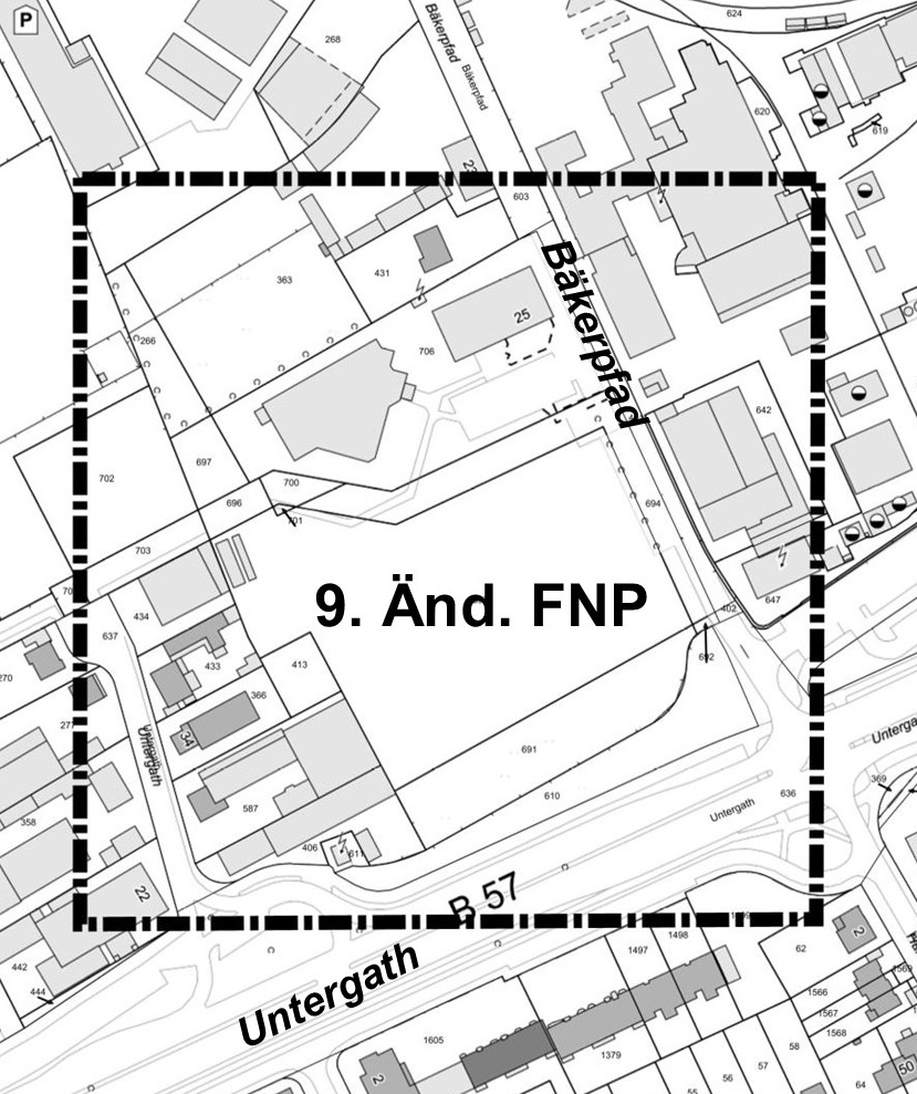 Plangebiet der 9. Änderung des Flächennutzungsplanes