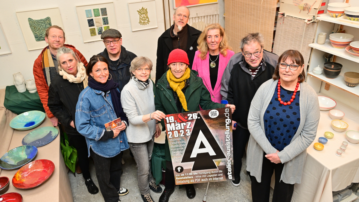 Die am A-Gang im März 2023 teilnehmenden Künstler. Bild: Stadt Krefeld, Presse und Kommunikation, Justin Bockey