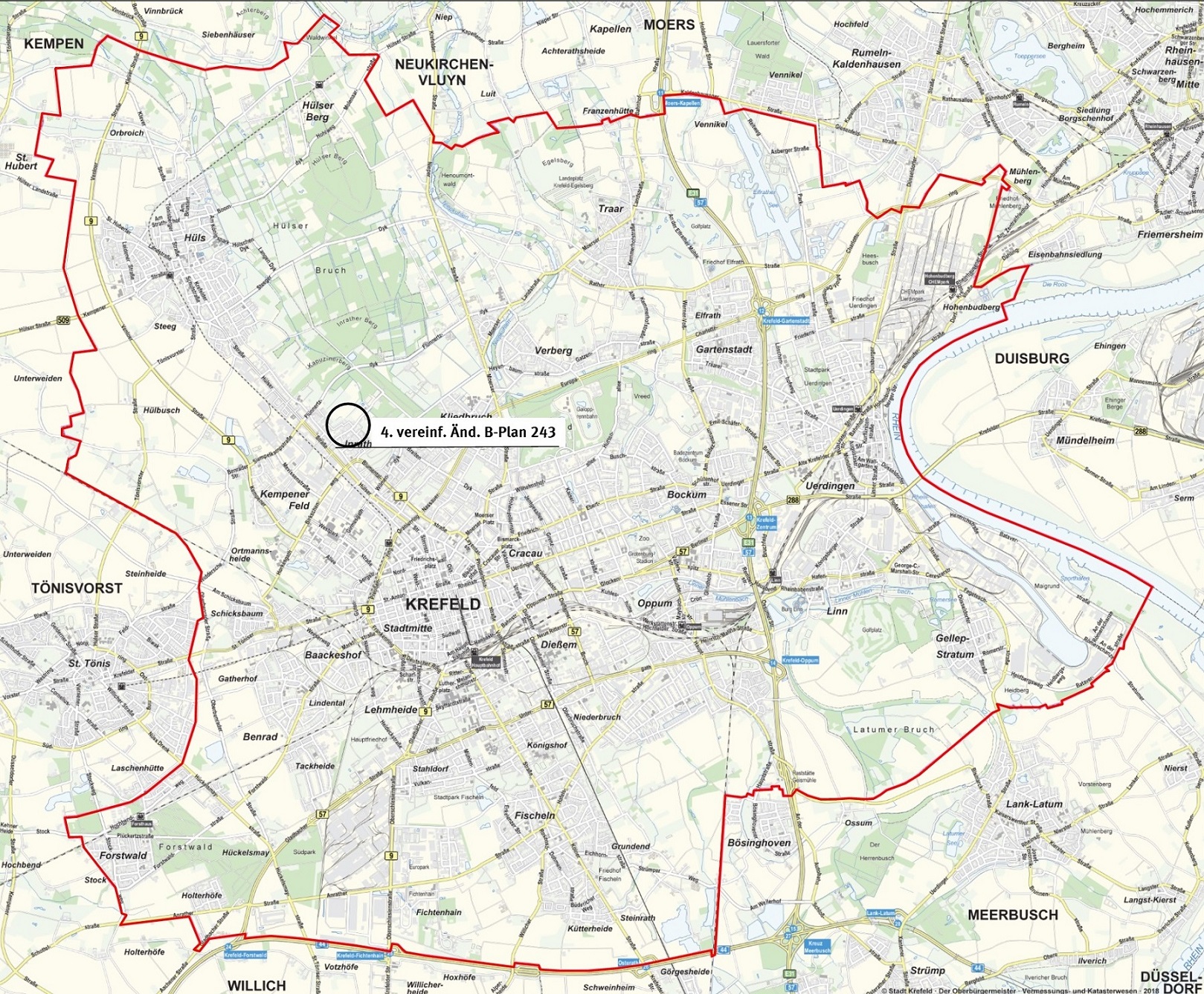 4. vereinfachte Änderung des Bebauungsplanes 243 in der Stadtkarte