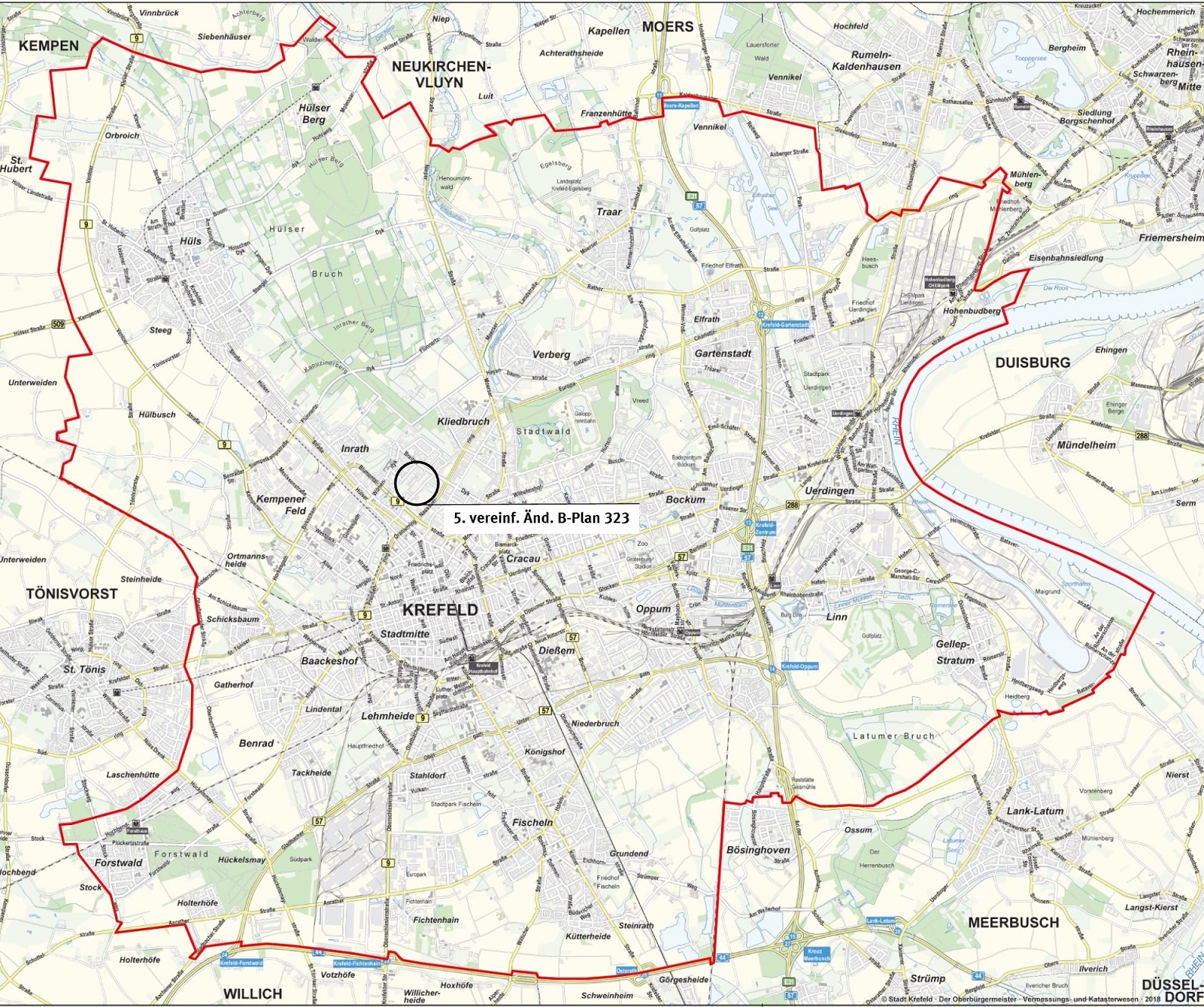 5. vereinfachte Änderung des Bebauungsplanes 323 in der Stadtkarte