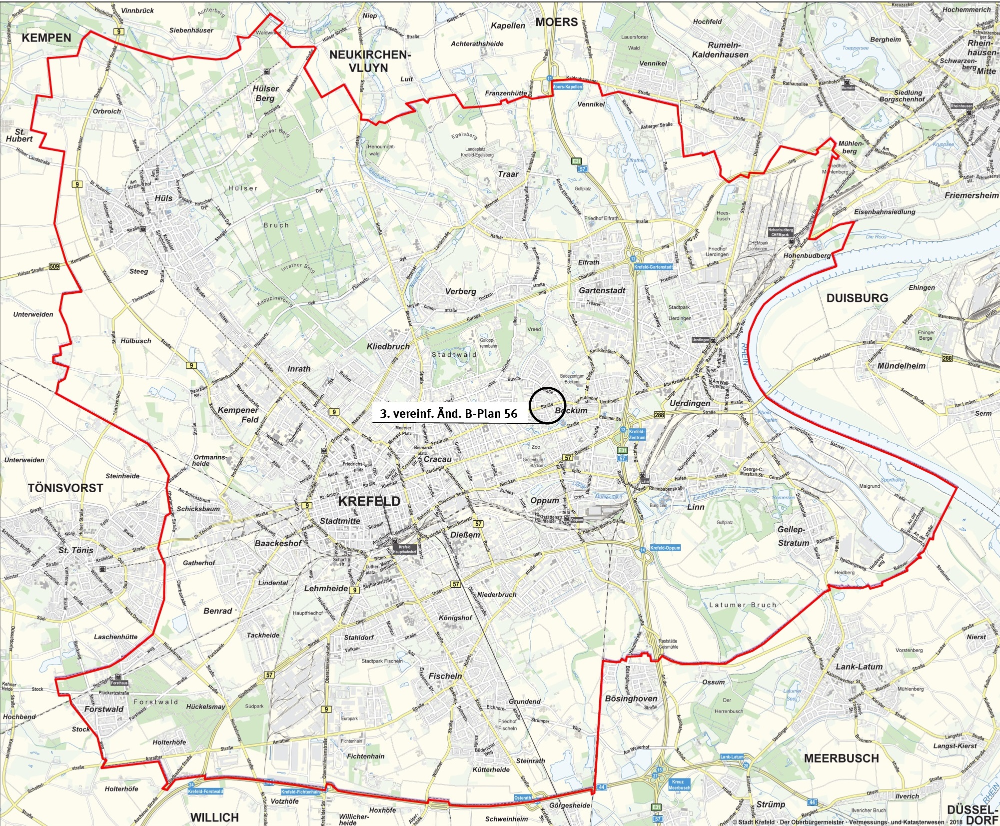 3. vereinfachte Änderung des Bebauungsplanes 56 in der Stadtkarte