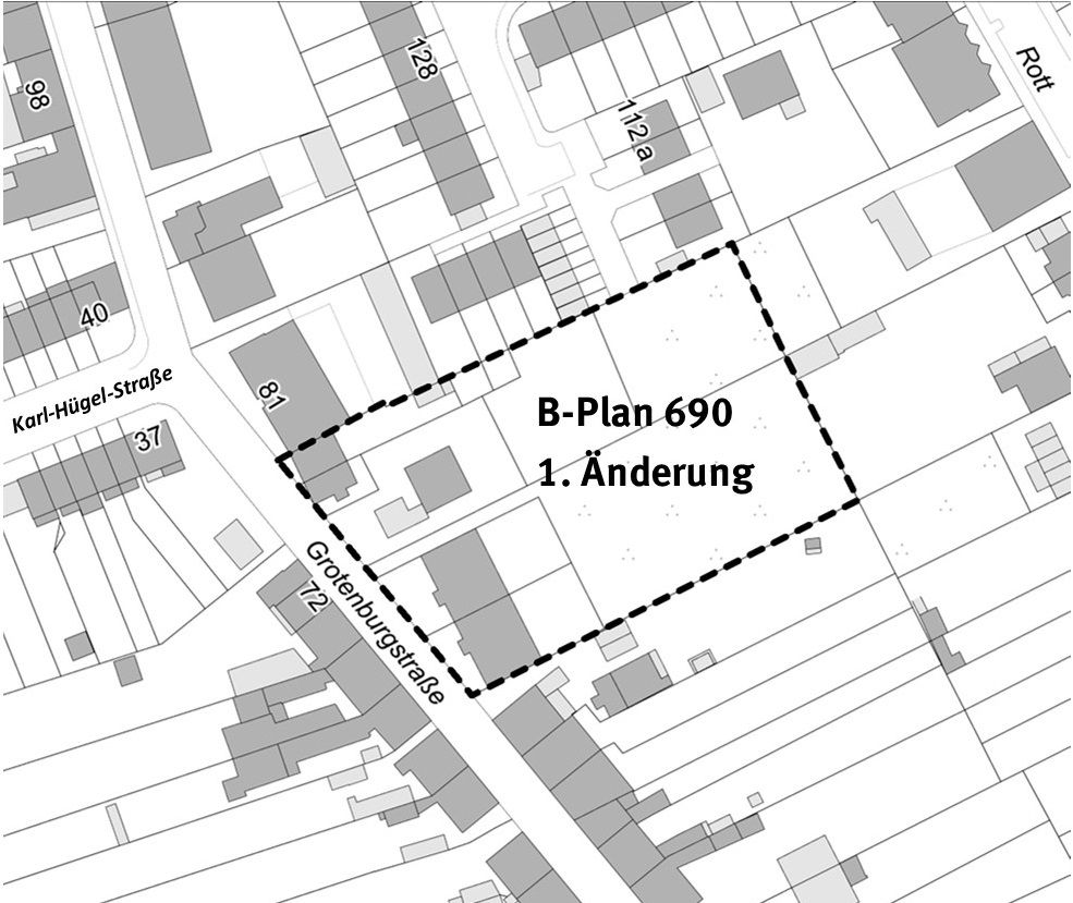 Plangebiet des Bebauungsplanes 690 1. Änderung
