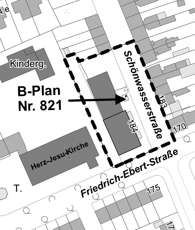 Plangebiet des Bebauungsplanes 821