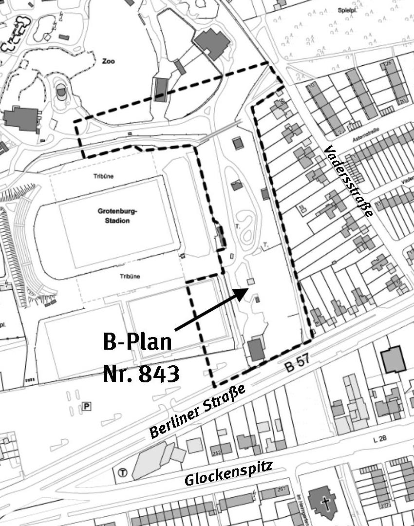 Plangebiet des Bebauungsplanes 843
