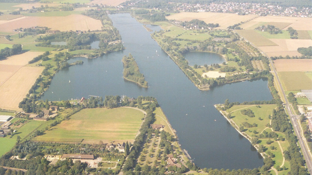 Der Elfrather See aus der Luft. Foto: Stadt Krefeld, Presse und Kommunikation