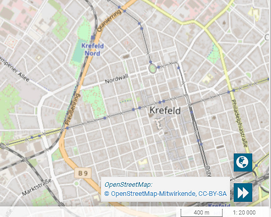 Hintergrundkarte im Geoportal Krefeld