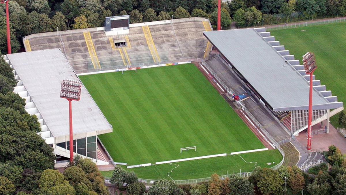 Eine Luftaufnahme des Grotenburg-Stadions. Foto: Stadt Krefeld, Presse und Kommunikation