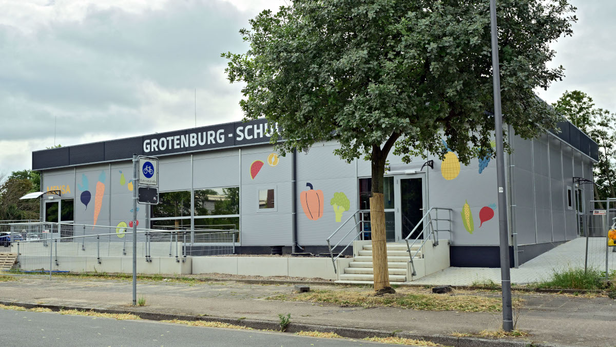 Neue Mensa der Grotenburgschule. Bild: Stadt Krefeld, Presse und Kommunikation, Andreas Bischof