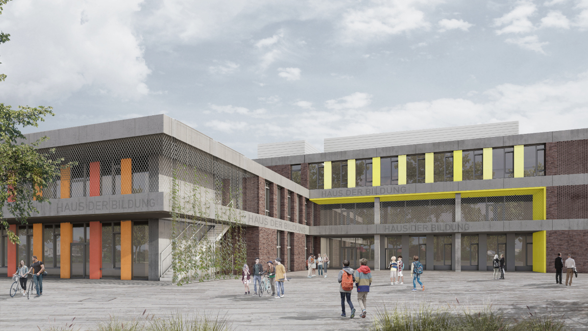 Das Haus der Bildung gilt als Vorzeige-Neubauprojekt im Bereich des nachhaltigen Bauens.  Foto: Stadt Krefeld, Zentrales Gebäudemanagement