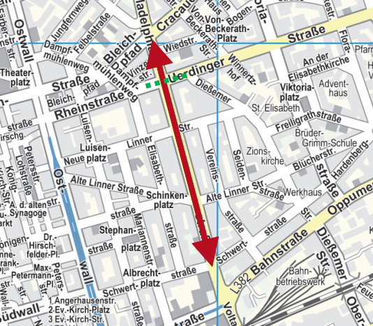 Dieser Bereich der Philadelphiastraße wird saniert und umgestaltet werden. Animation: Kommunalbetrieb Krefeld
