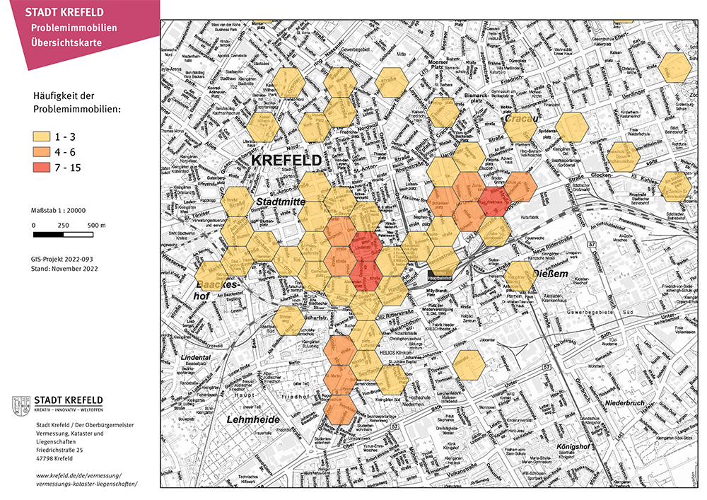 So viele Problemimmobilien gibt es Stand 2022 in Krefeld. Grafik: Stadt Krefeld, Stadt- und Verkehrsplanung