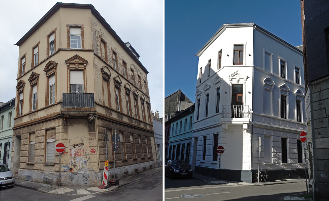 Eine Immobilie an der Lindenstraße wurde inzwischen von einem neuen Eigentümer saniert. Bild: Stadt Krefeld, Presse und Kommunikation