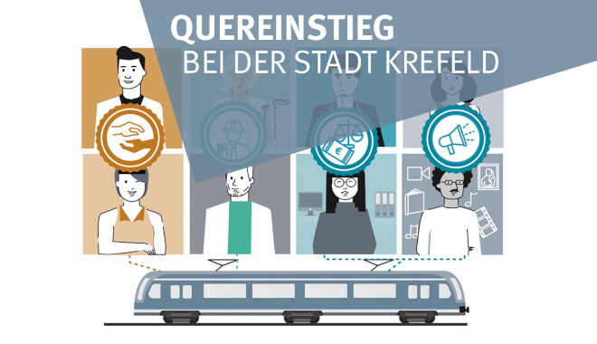 So gelingt der Quereinstieg bei der Stadt Krefeld. Grafik: Stadt Krefeld, Presse und Kommunikation
