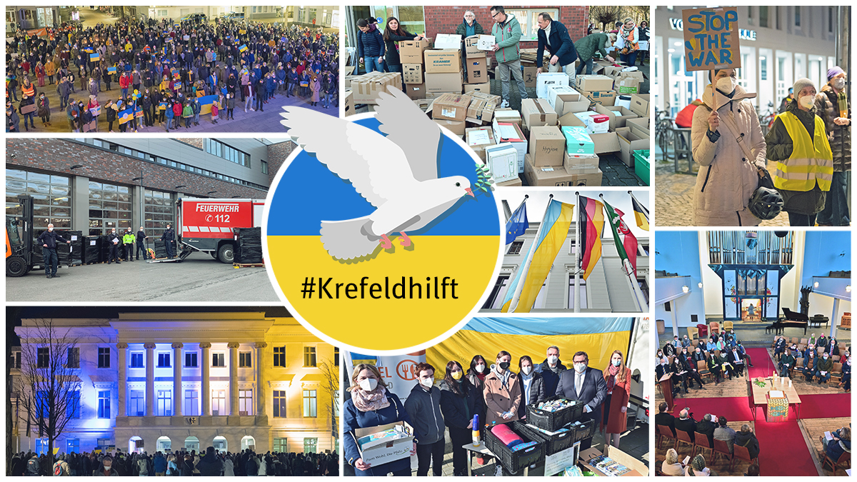 Die Hilfsbereitschaft ist groß: Viele Krefelder unterstützen aktiv die Menschen in der Ukraine.  Grafik: Stadt Krefeld, Presse und Kommunikation