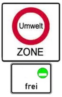Verkehrszeichen Umweltzone Zufahrt nur mit grüner Plakette