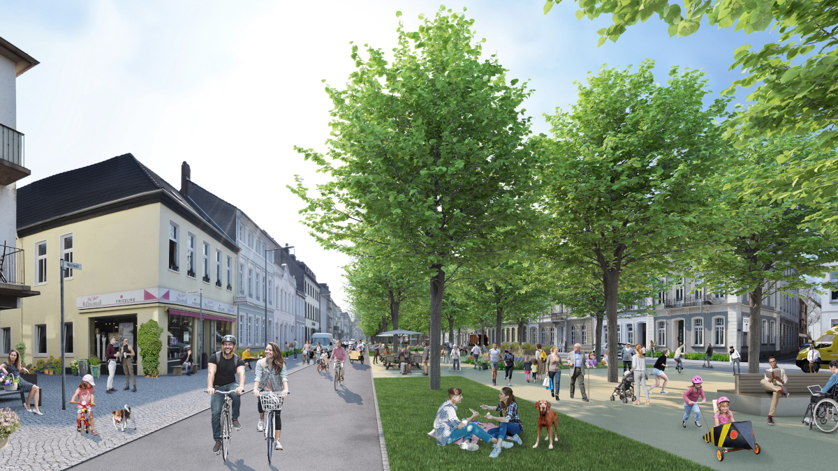 So könnte der Westwall zukünftig aussehen. Bild: Stadt Krefeld, Presse und Kommunikation