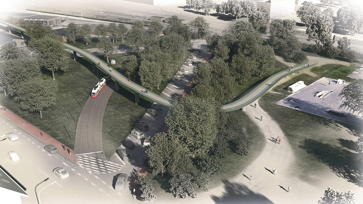 Eine Visualisierung eines möglichen Verlaufs der Krefelder Promenade im Bereich Hauptbahnhof bis Voltaplatz. Foto: Stadt Krefeld, Presse und Kommunikation